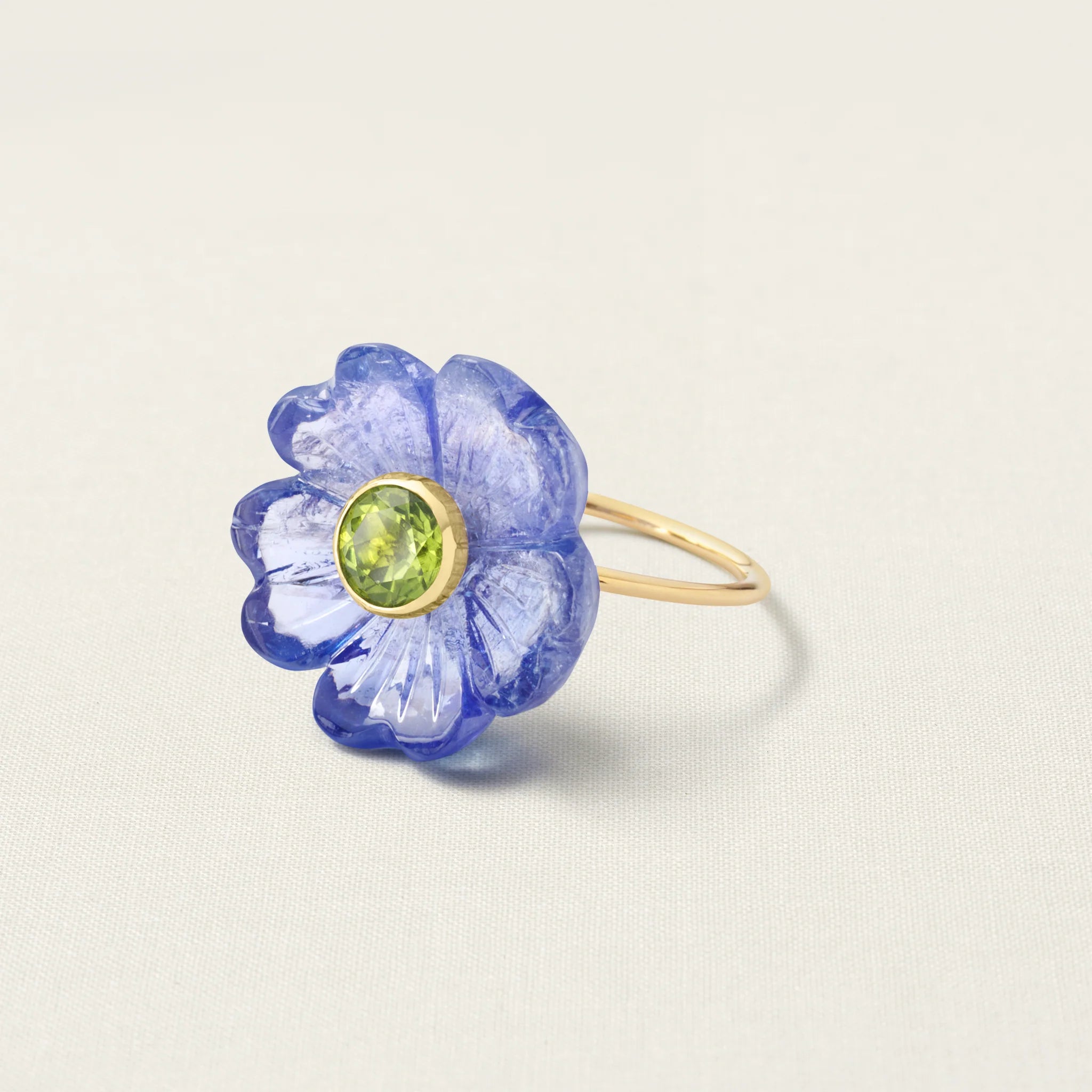 Signature Flower Ring Small Tanzanite Peridot