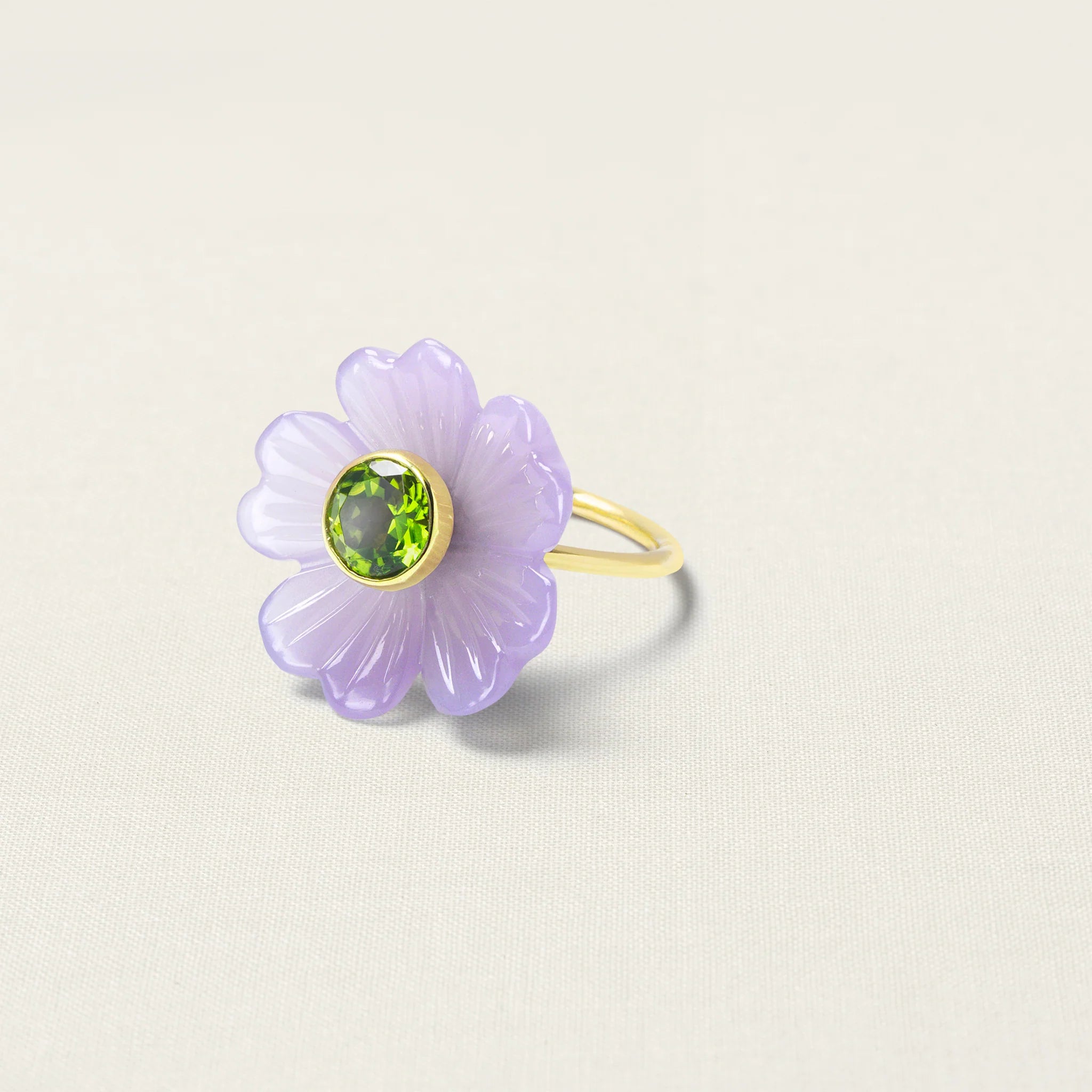Signature Flower Ring Small Yttrium Fluorite Peridot