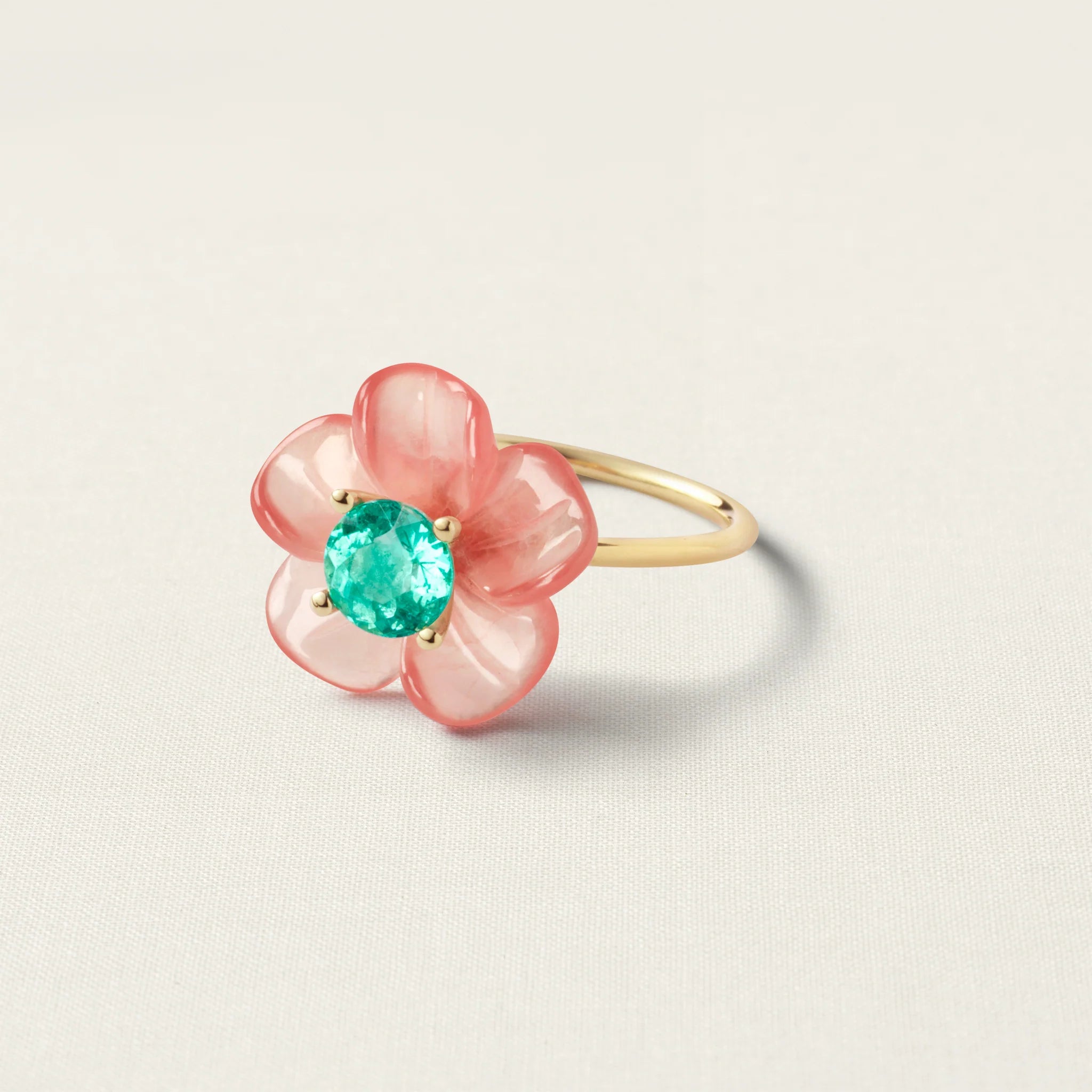 Island Flower Ring Small Rhodochrosite Apatite