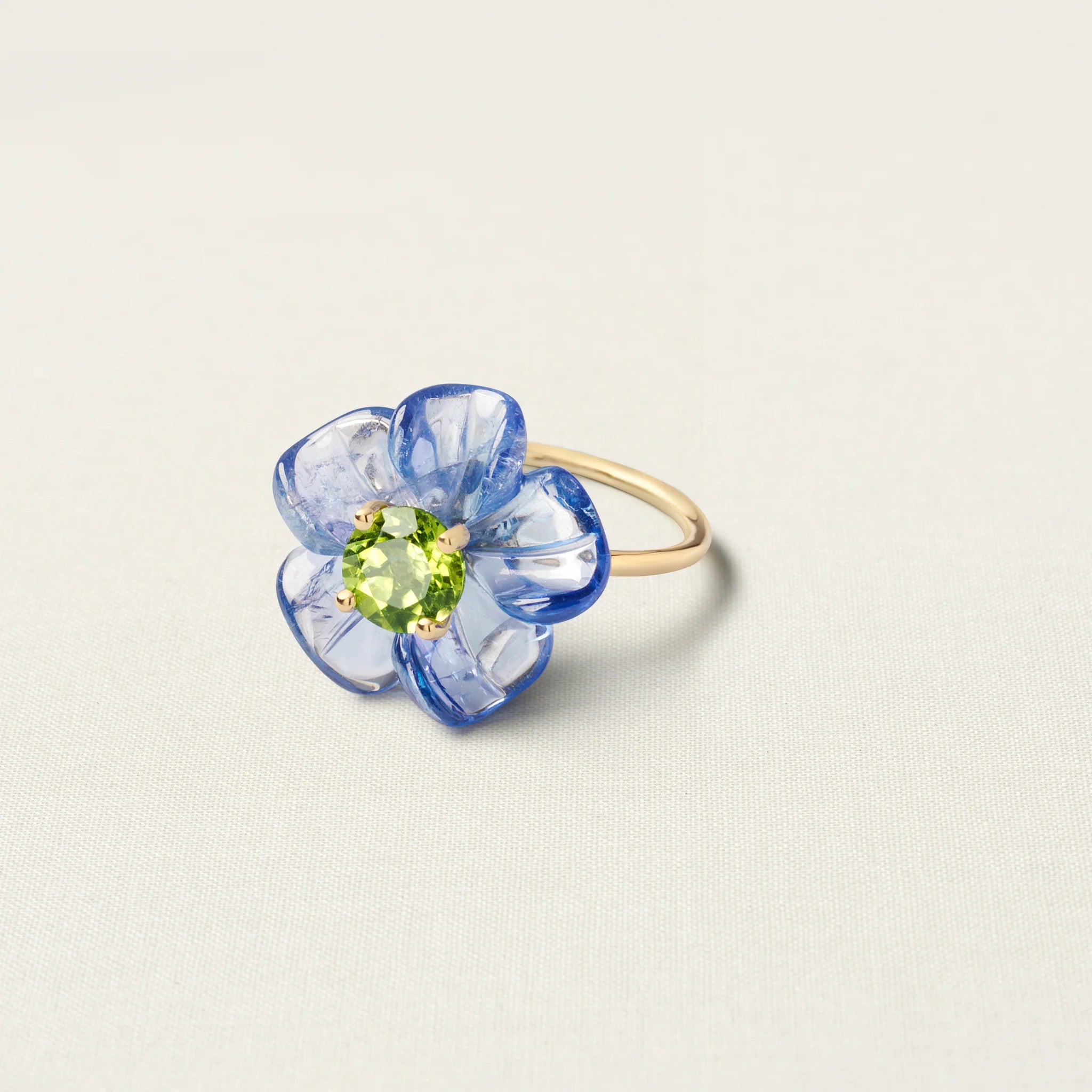 Island Flower Ring Small Tanzanite Peridot
