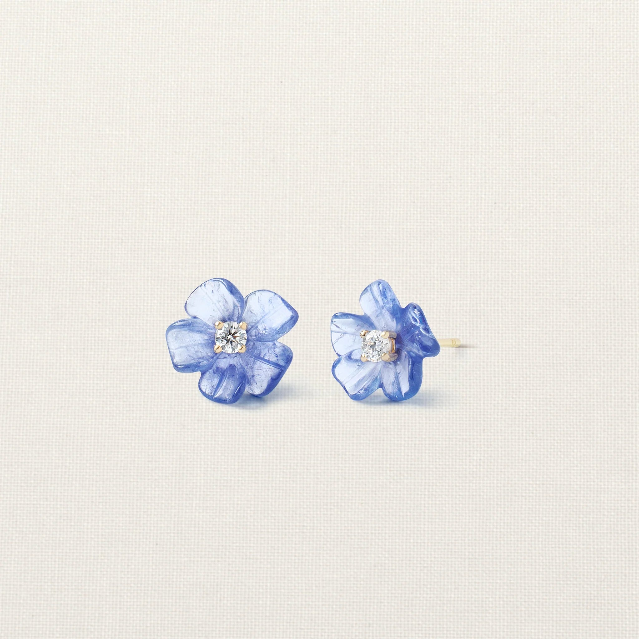 Island Flower Stud Earring Tanzanite Diamond