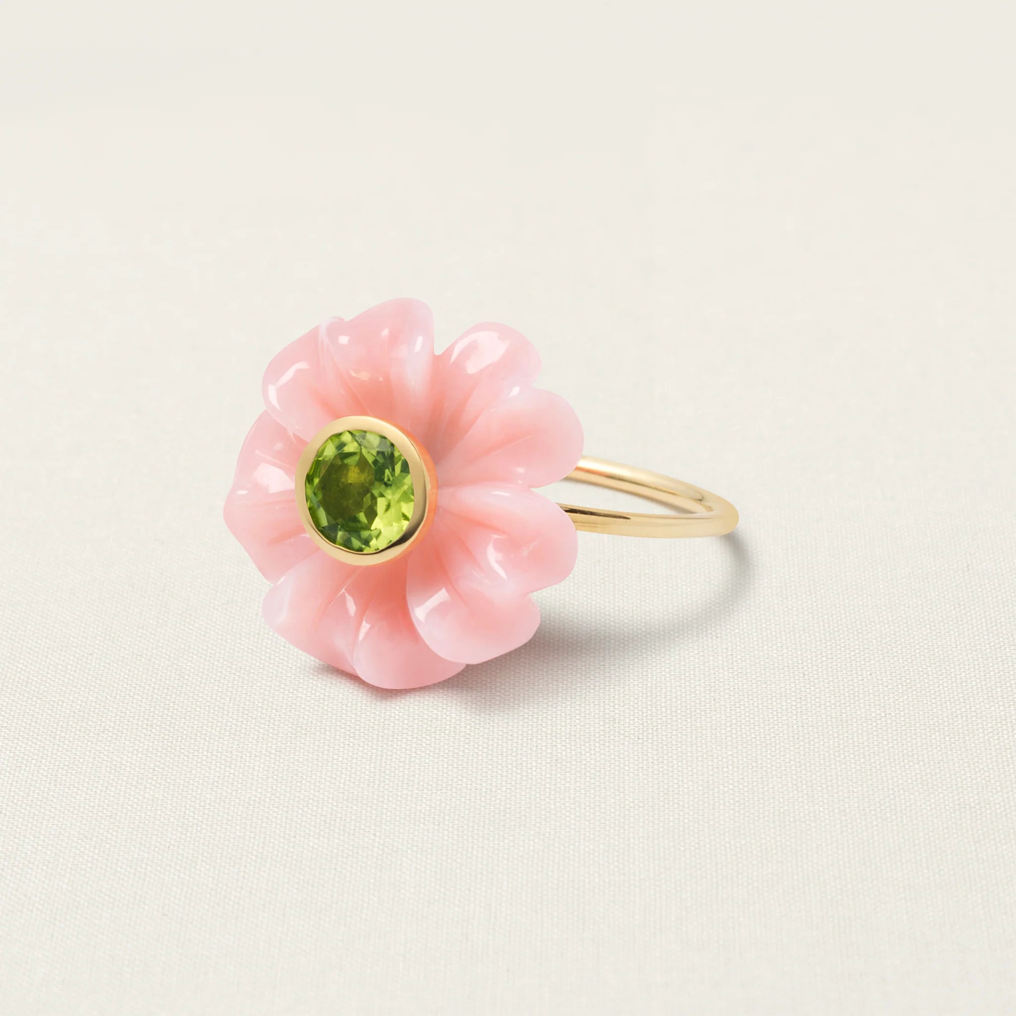 Lagoon Flower Ring Small Pink Opal Peridot