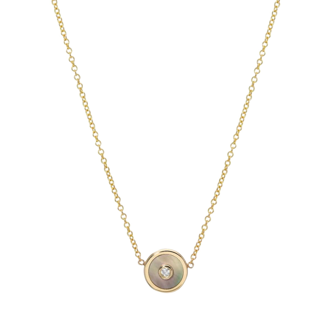 Dark Mother of Pearl Mini Compass Pendant