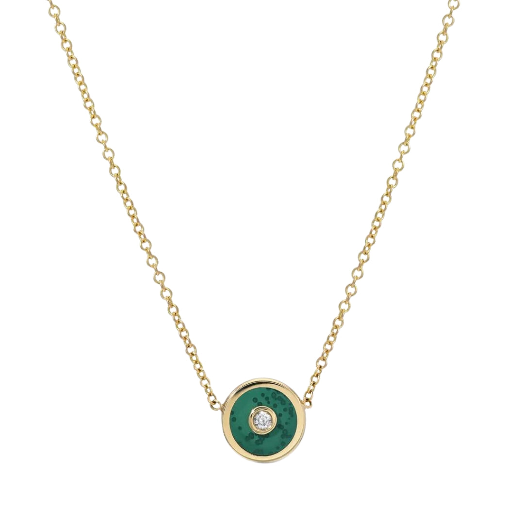 Malachite Mini Compass Pendant