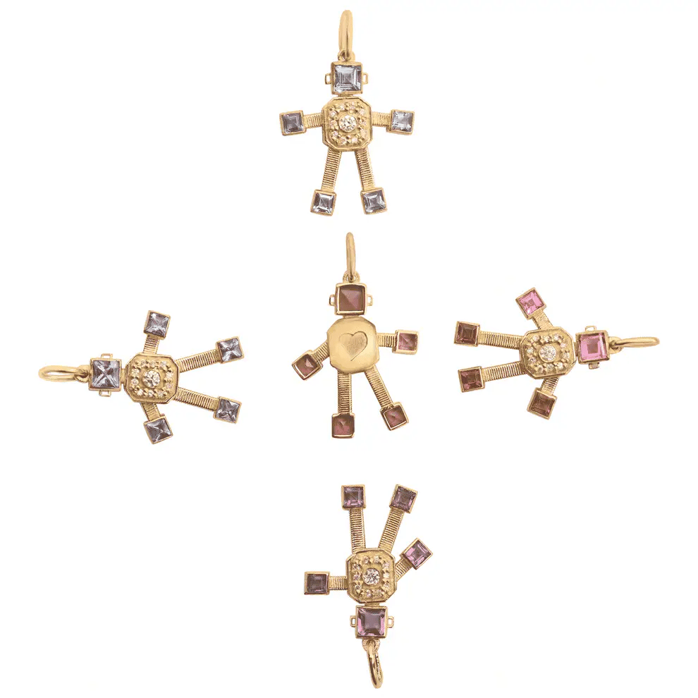 Heart Van Robot Mini Pendant Diamond Emerald