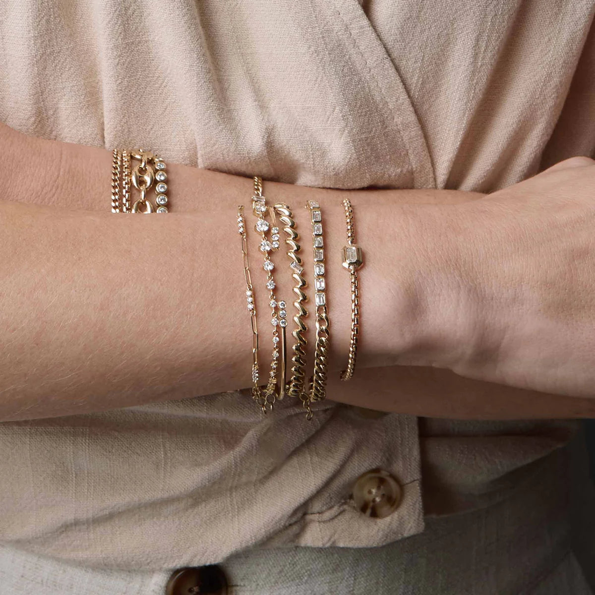 14k Emerald Cut Diamond Medium Box Chain Bracelet