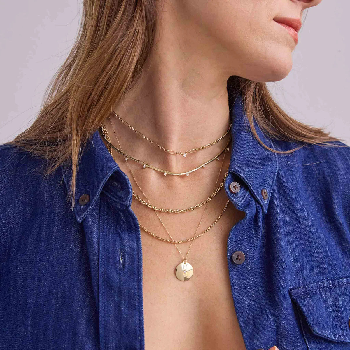 14k 7 Mixed Prong Diamond Snake Chain Necklace