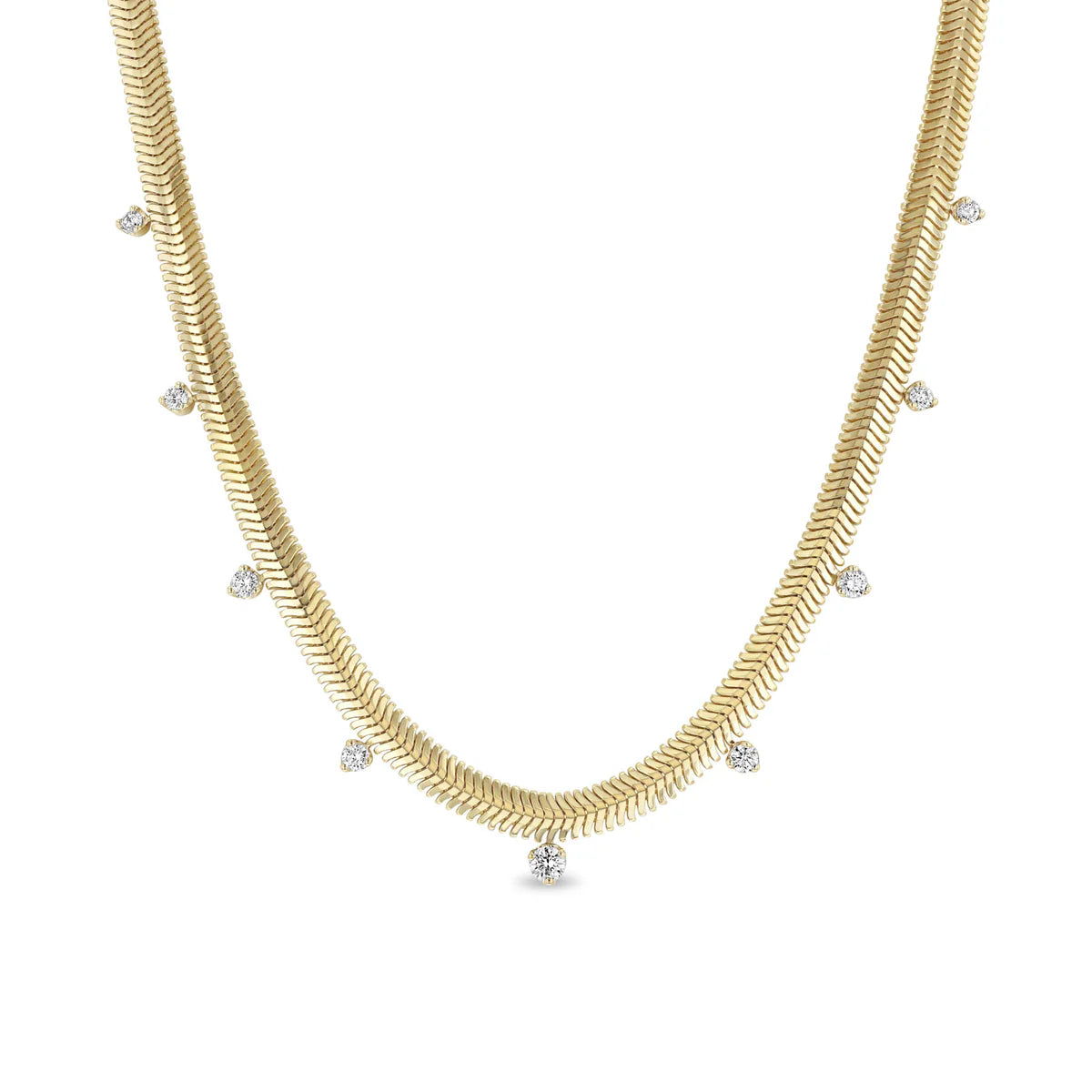 14k 9 Graduated Prong Diamond Medium Snake Chain Necklace