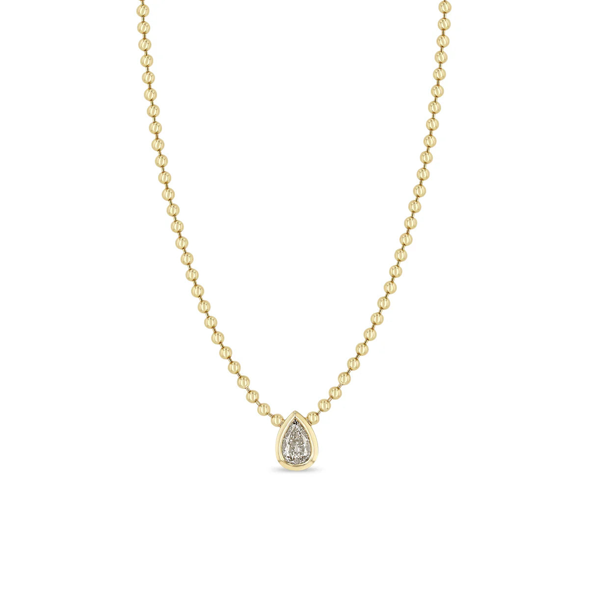 1.03 ctw Mine Cut Pear Shaped Diamond Bead Chain Necklace