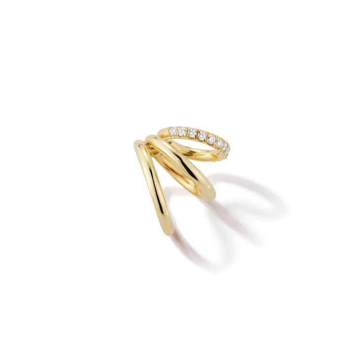 Prive Gold and Diamond Triple Ear Cuff