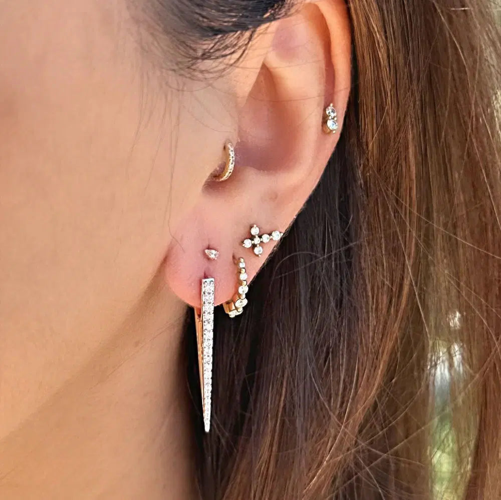 Elongated Diamond "V" Hoop Earrings