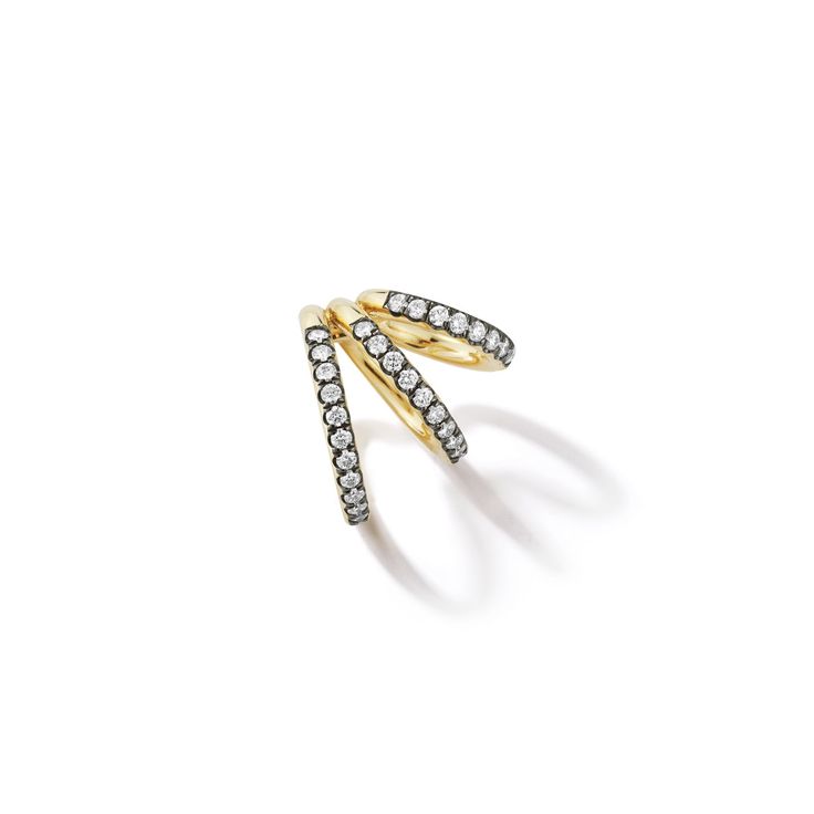 Prive Black Rhodium and Diamond Triple Ear Cuff