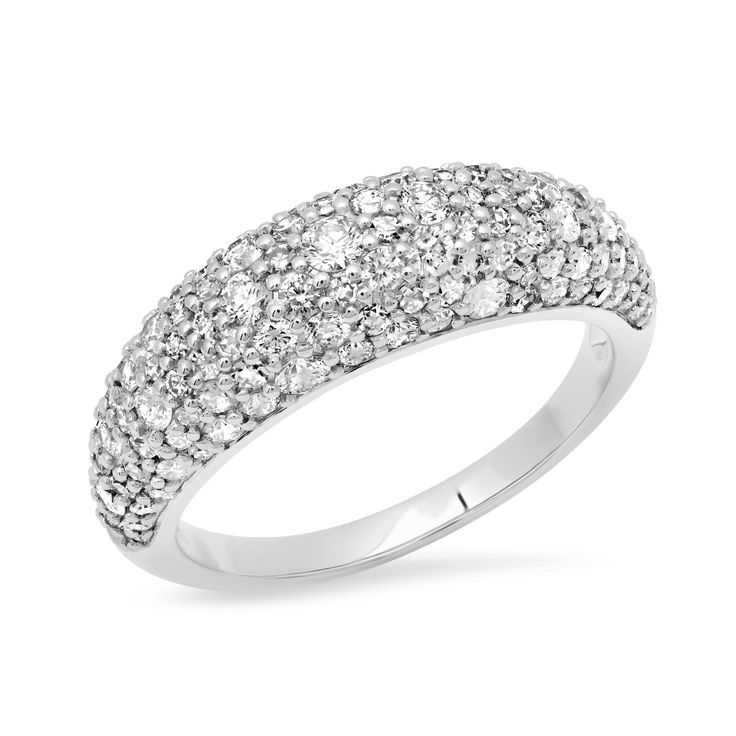 Diamond Crescent Domed Ring