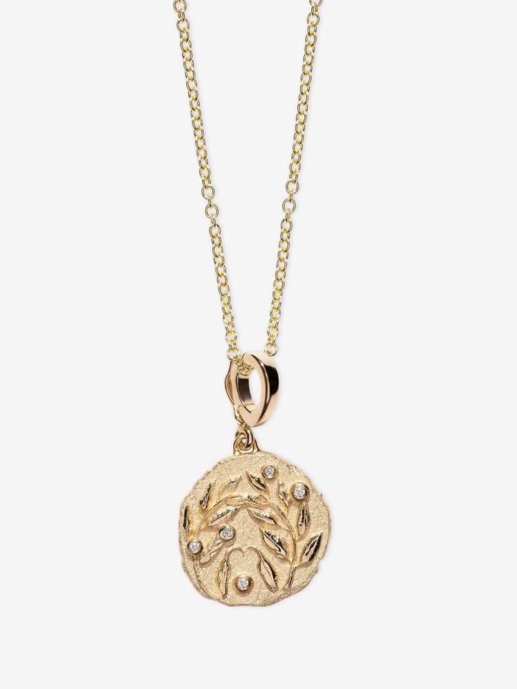 Olive Branch Small Coin with Diamonds