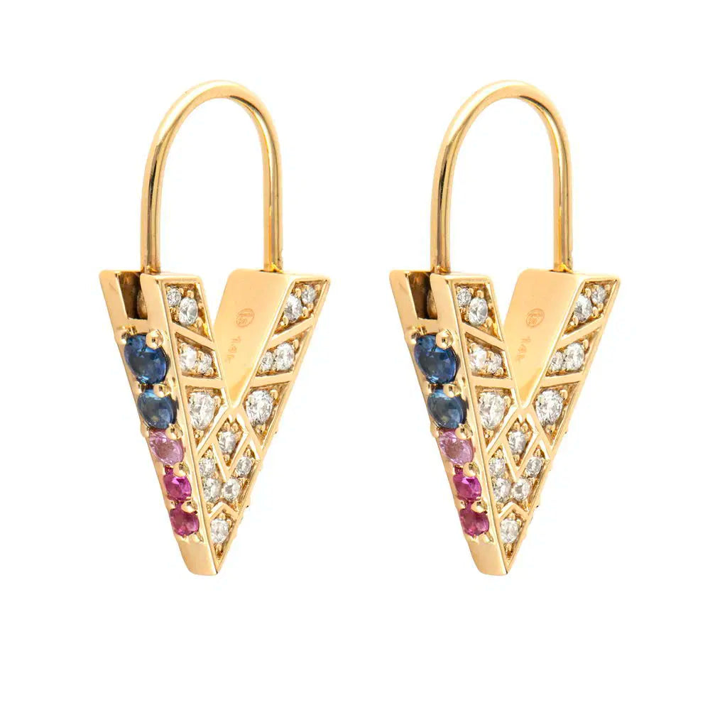 Unlock Love Sapphire V Hoop Earrings
