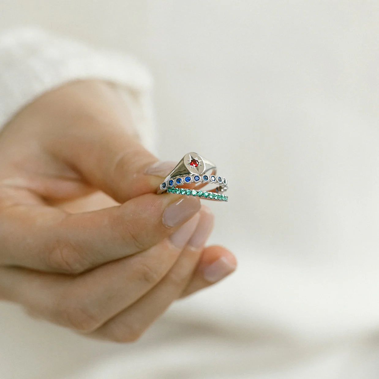 Ruby North Star Signet Ring