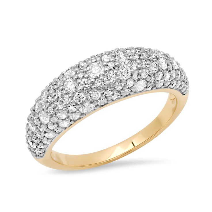 Diamond Crescent Domed Ring