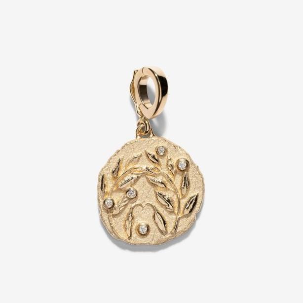 Olive Branch Small Coin with Diamonds