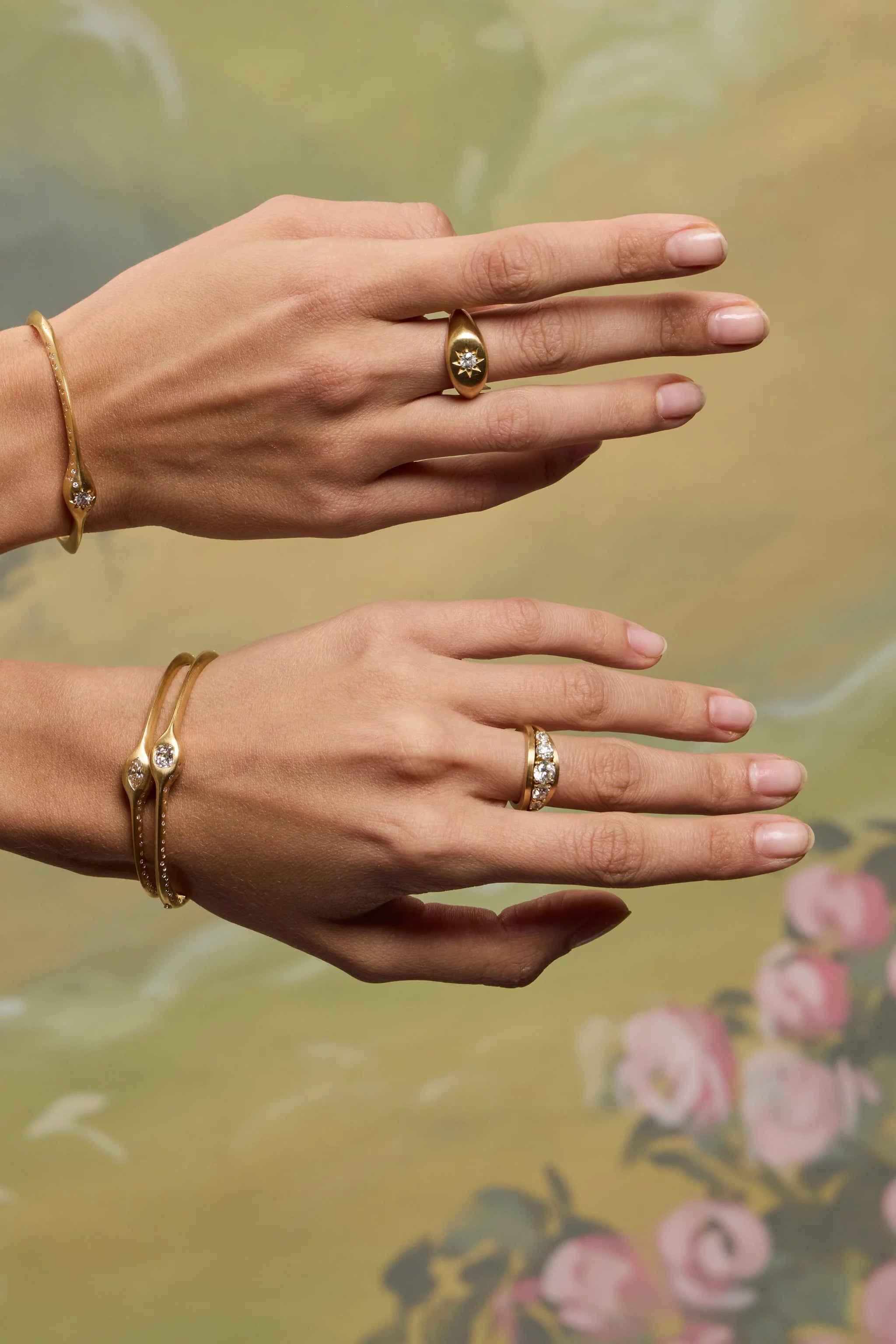 Cushion Old Mine Cut Bangle With Diamonds