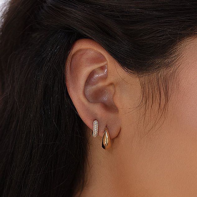 XS Three Row Pavé Huggies