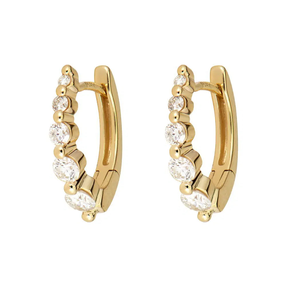 Small Oval Graduated Diamond Huggie