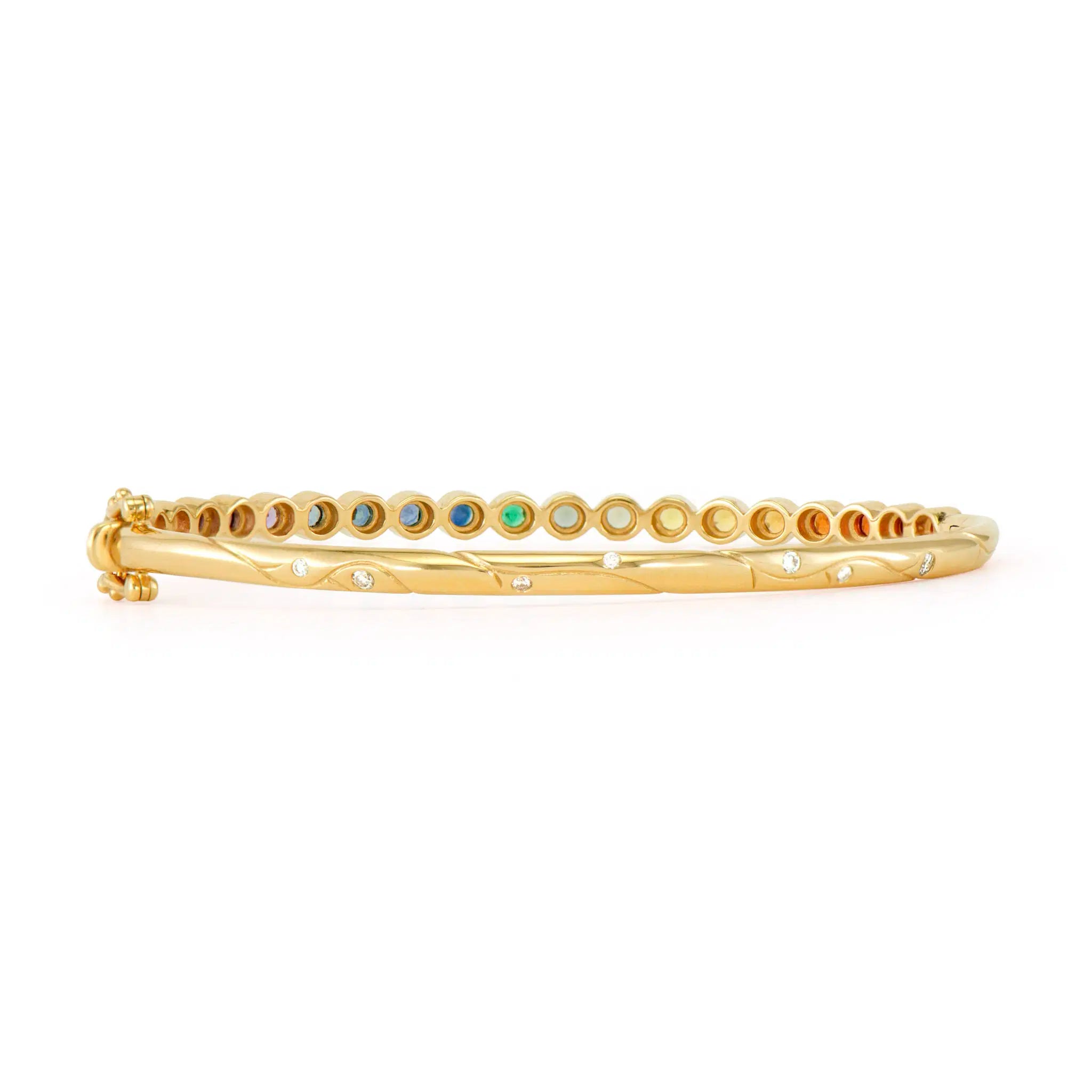 Classic Bezel Set Rainbow Sapphire Bangle