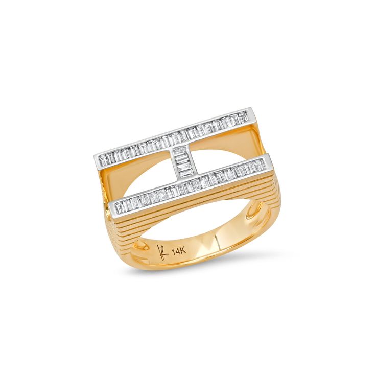 Grandsize Diamond Encrusted Initial Ring