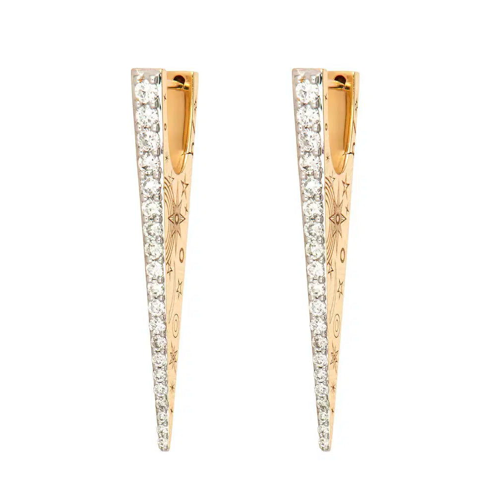 Elongated Diamond "V" Hoop Earrings