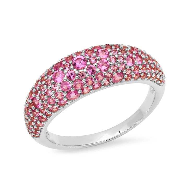 Pink Sapphire Crescent Domed Ring