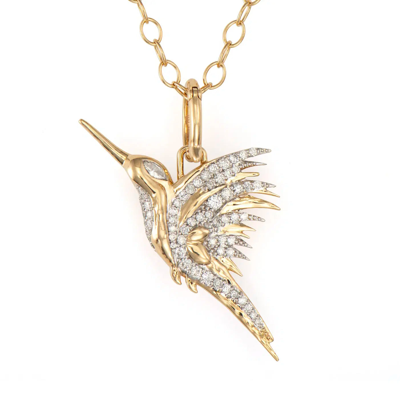 Large Double Sided Rainbow & Diamond Colibri Pendant