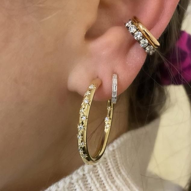 Anniversary Medium Diamond Hoops