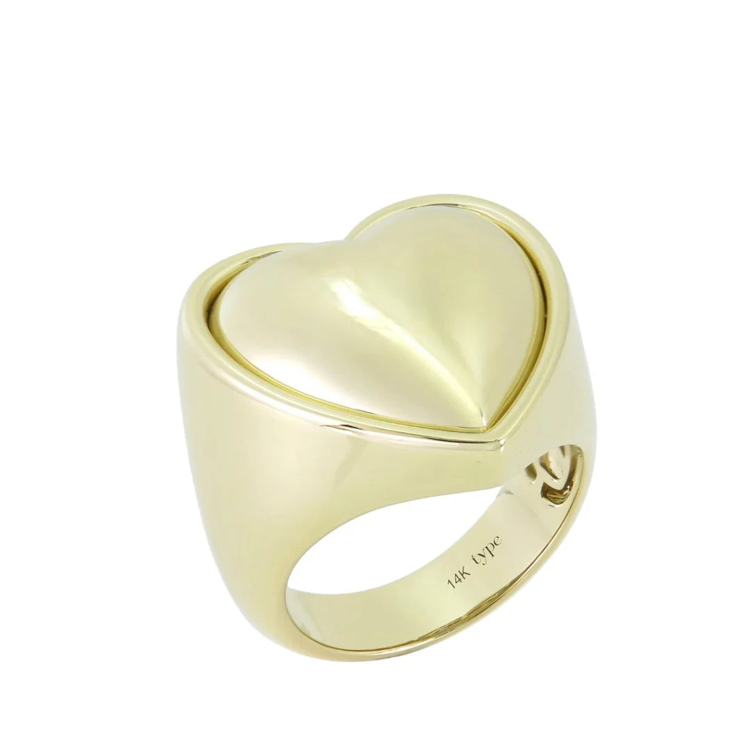 Puffer Gold Heart Cocktail Ring