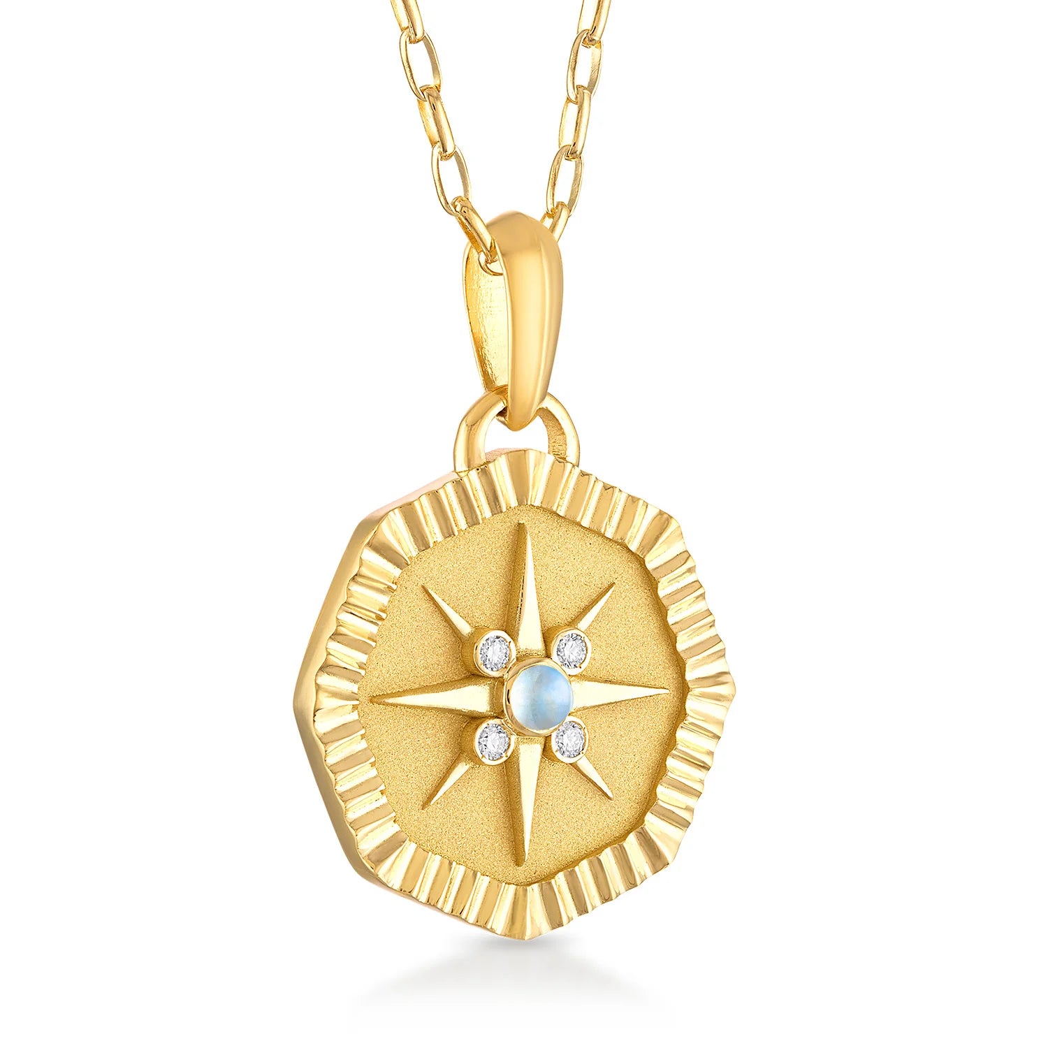 Octagon Pendant with Moonstone and Diamonds