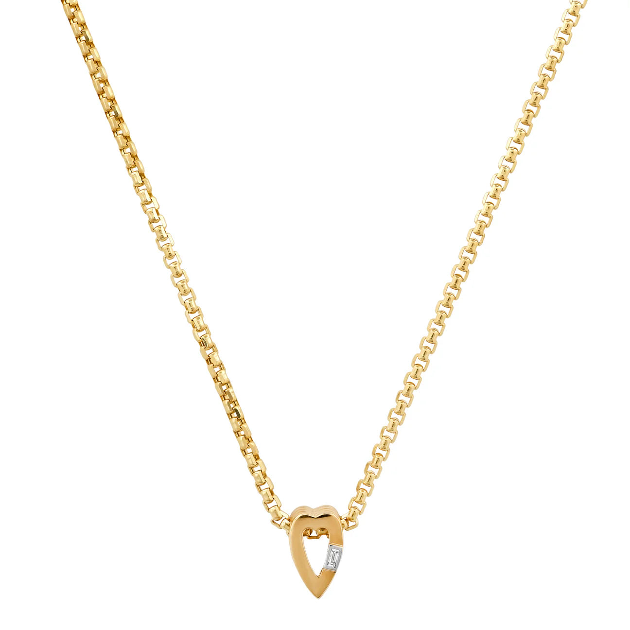 Slide-On Ribbed Mini Heart Necklace