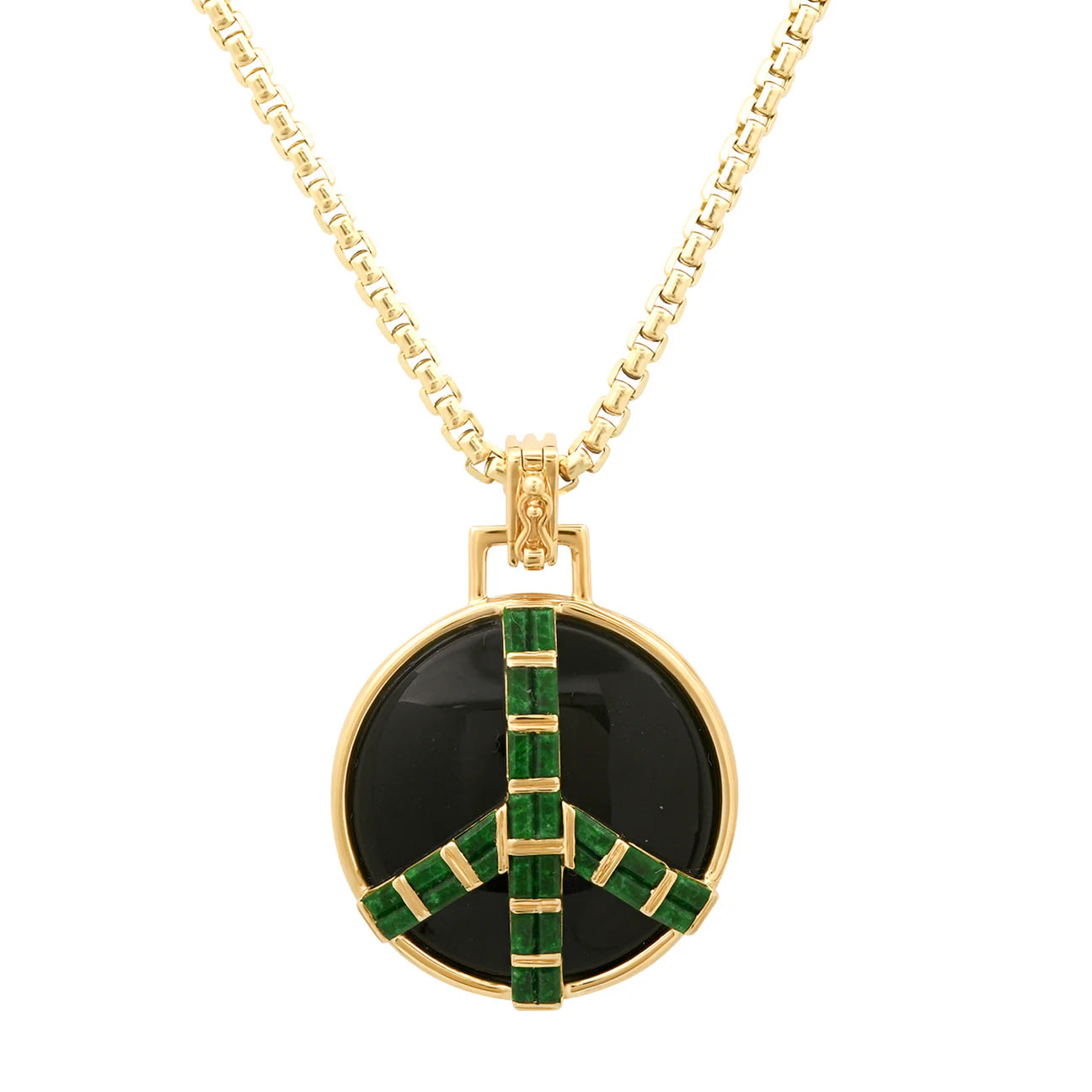 Midsize Peace Necklace in Black Onyx and Jade Albite