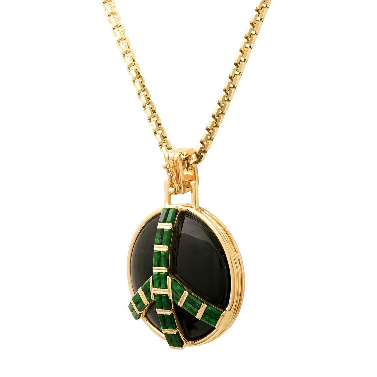 Midsize Peace Necklace in Black Onyx and Jade Albite