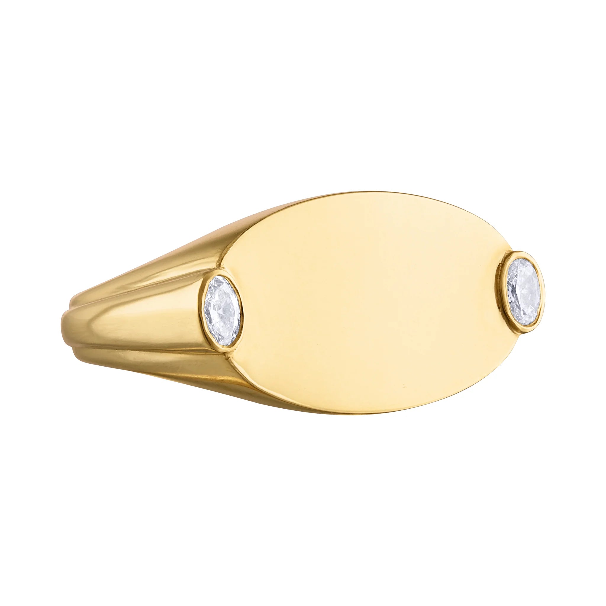 Oval 18K Signet Ring With Diamonds