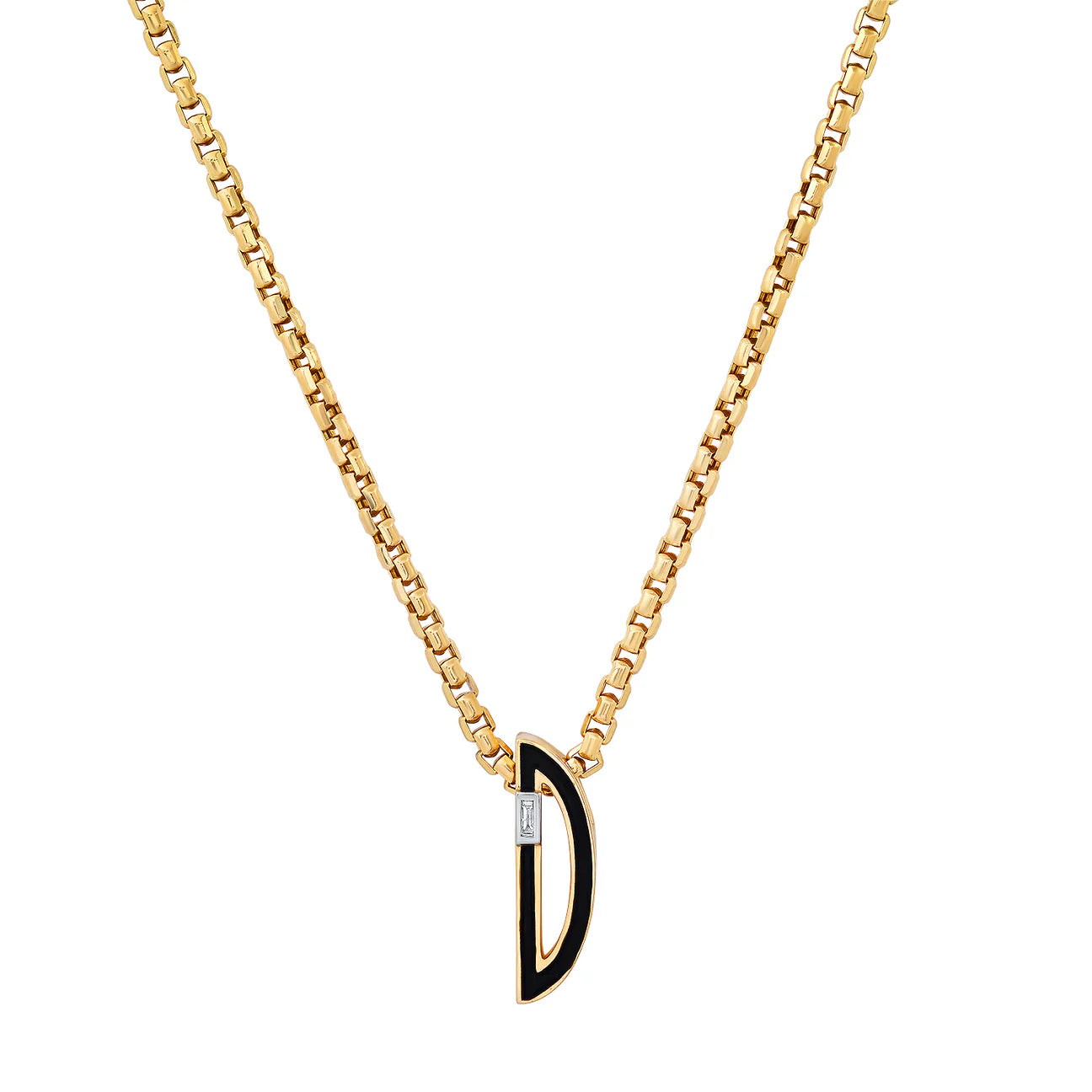 Slide-On Pavé Enamel Chunky Initial Necklace