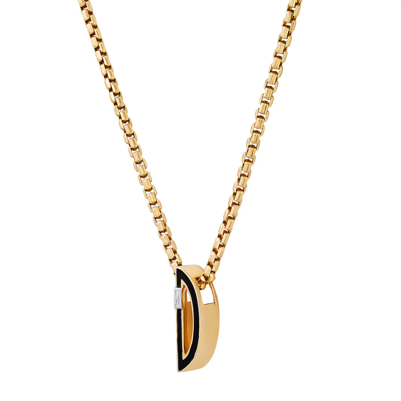 Slide-On Pavé Enamel Chunky Initial Necklace