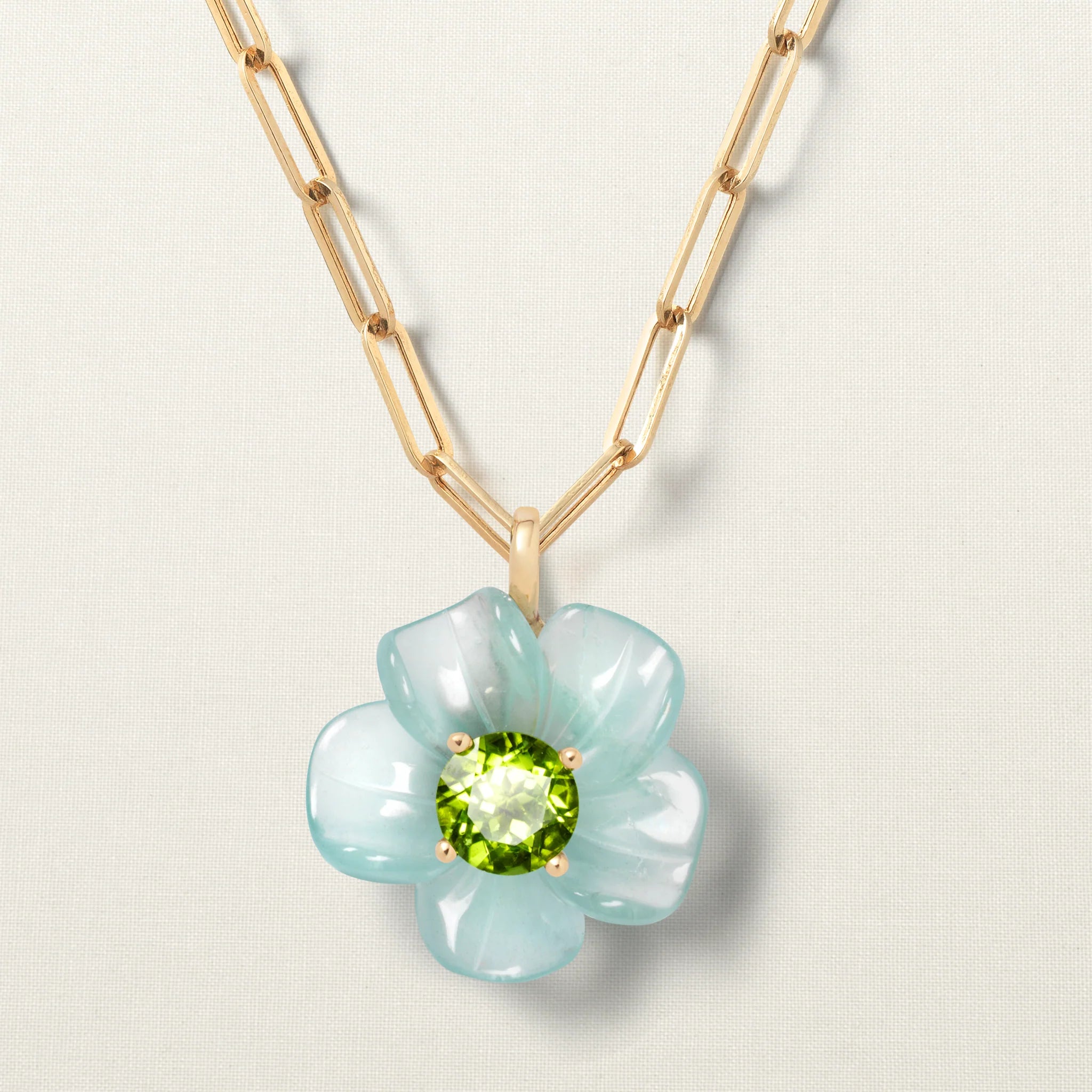 Island Flower Pendant Big Aquamarine Peridot