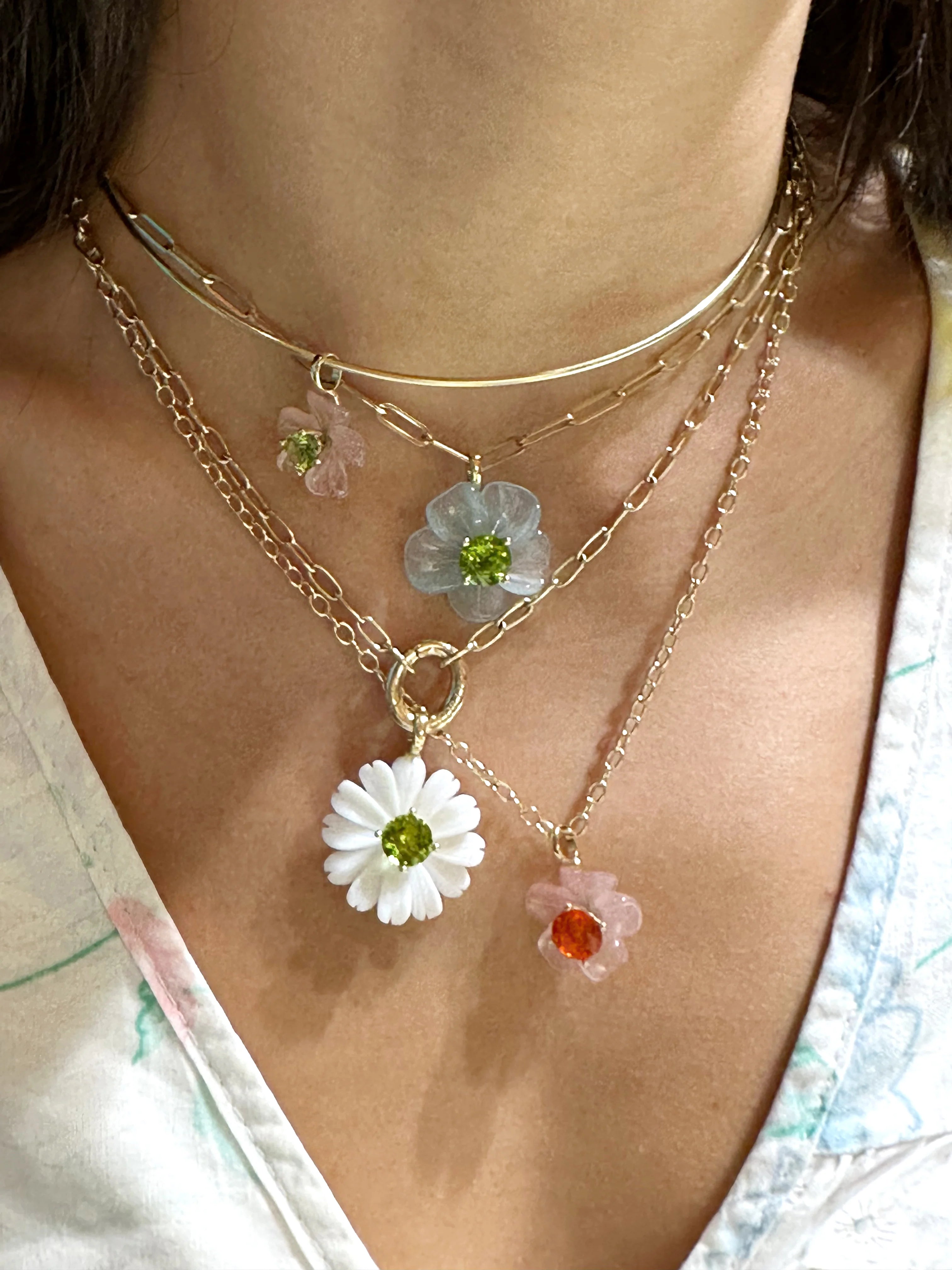 Island Flower Pendant Big Aquamarine Peridot