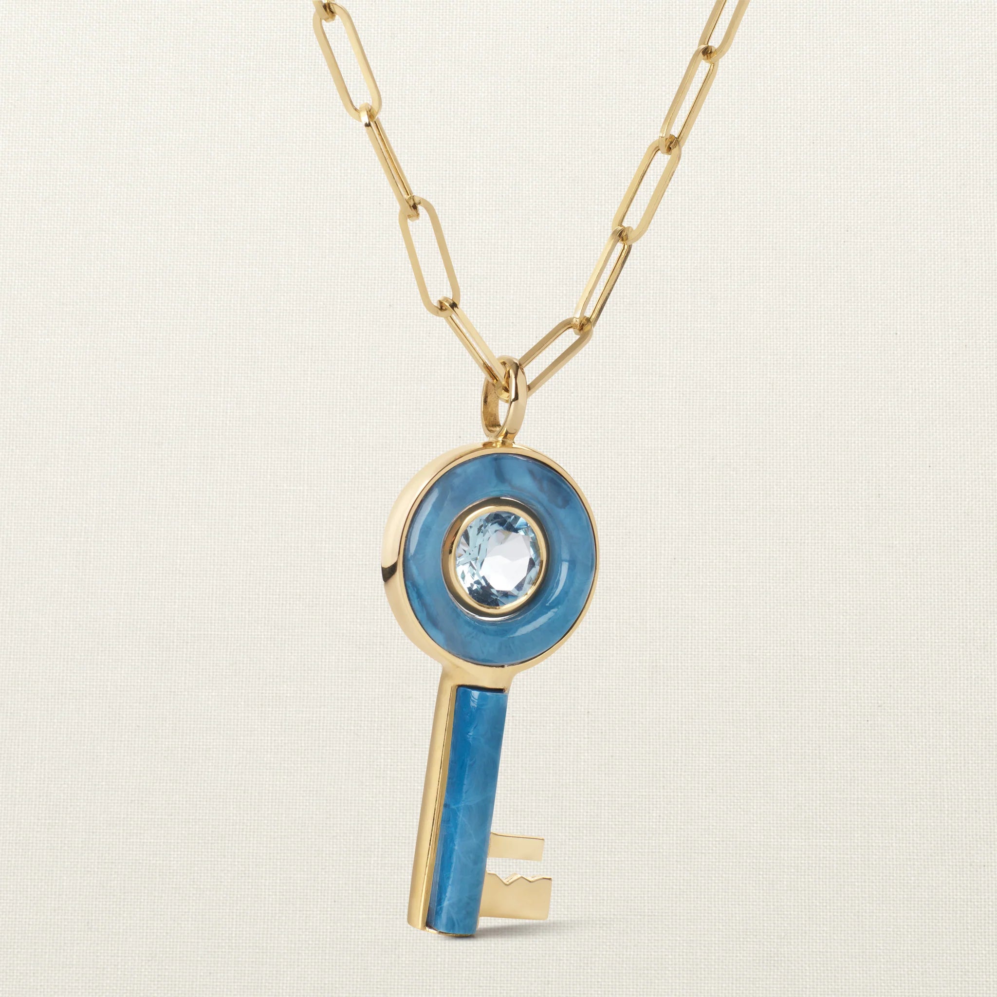 Bubble Key Pendant Blue Opal Aquamarine