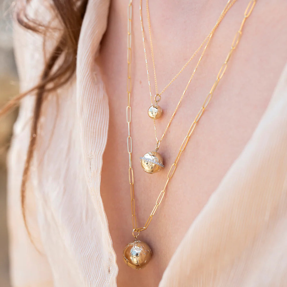Large Pave Atlas Charm Necklace