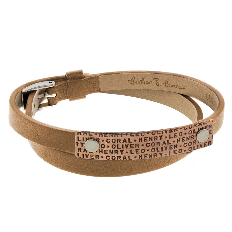 Family Leather Riveted Bracelet