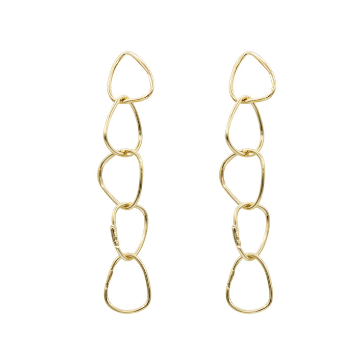 Tiny Five Hoop Drop Earrings in Gold