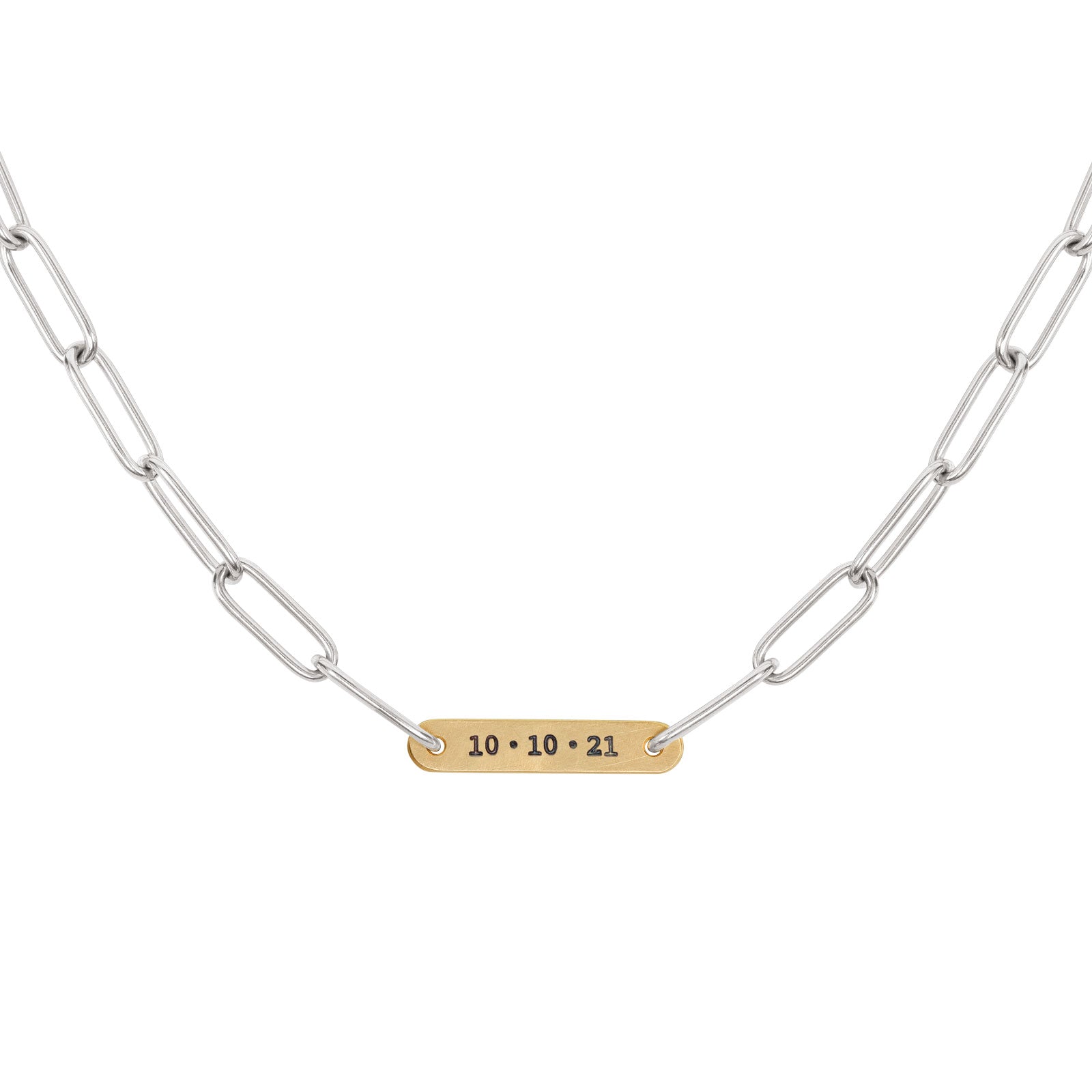 5.2mm Silver & Gold Date Flat Bar Chain