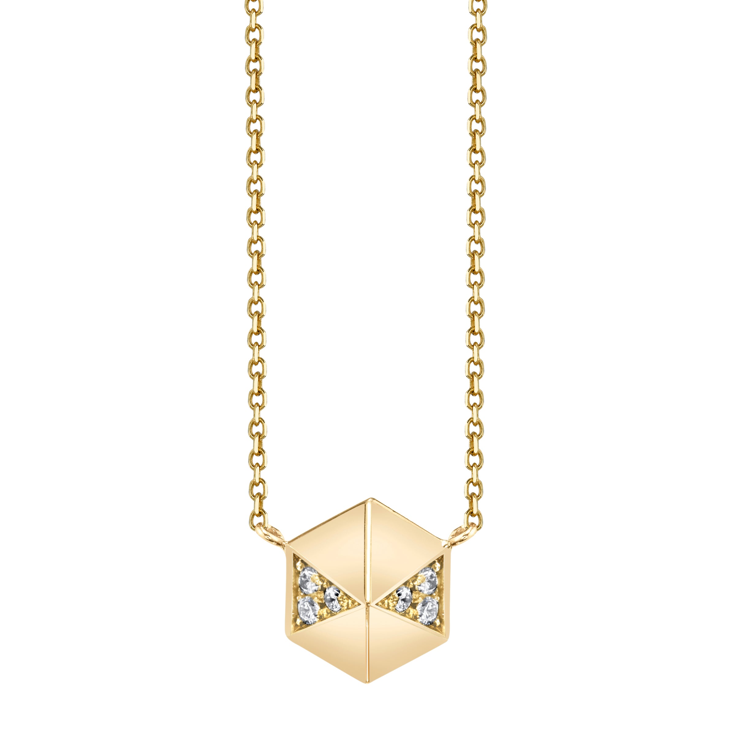 Pyramid Stud Necklace With Diamonds