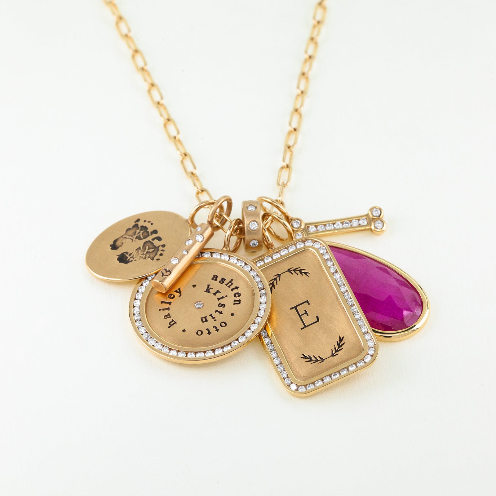 Multiple Names Spiral Channel Set Round Charm