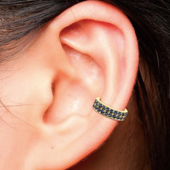 Two Row Sapphire Ear Cuff