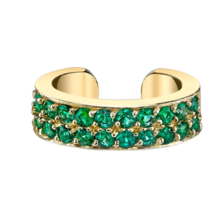 Two Row Emerald Ear Cuff